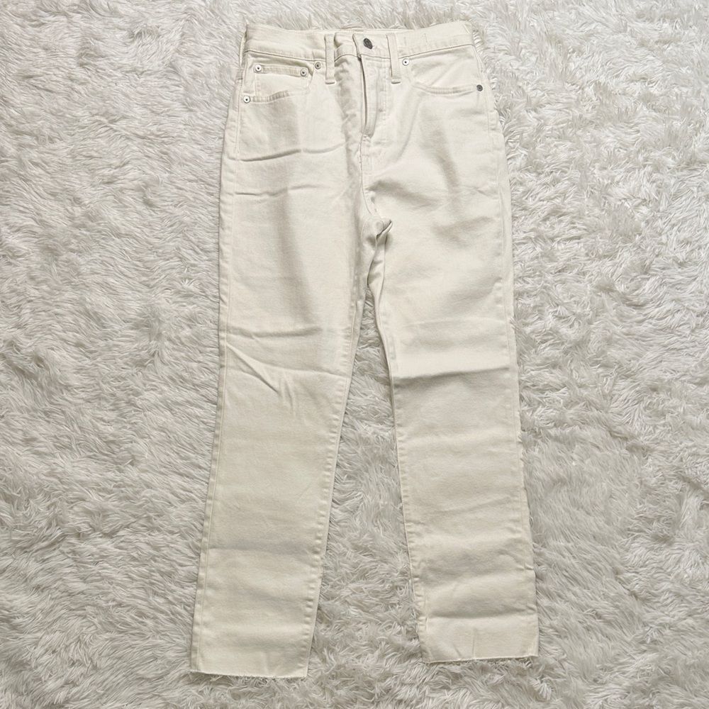 Madewell Perfect Vintage Jean Raw Hem Off-White Denim Jeans 26